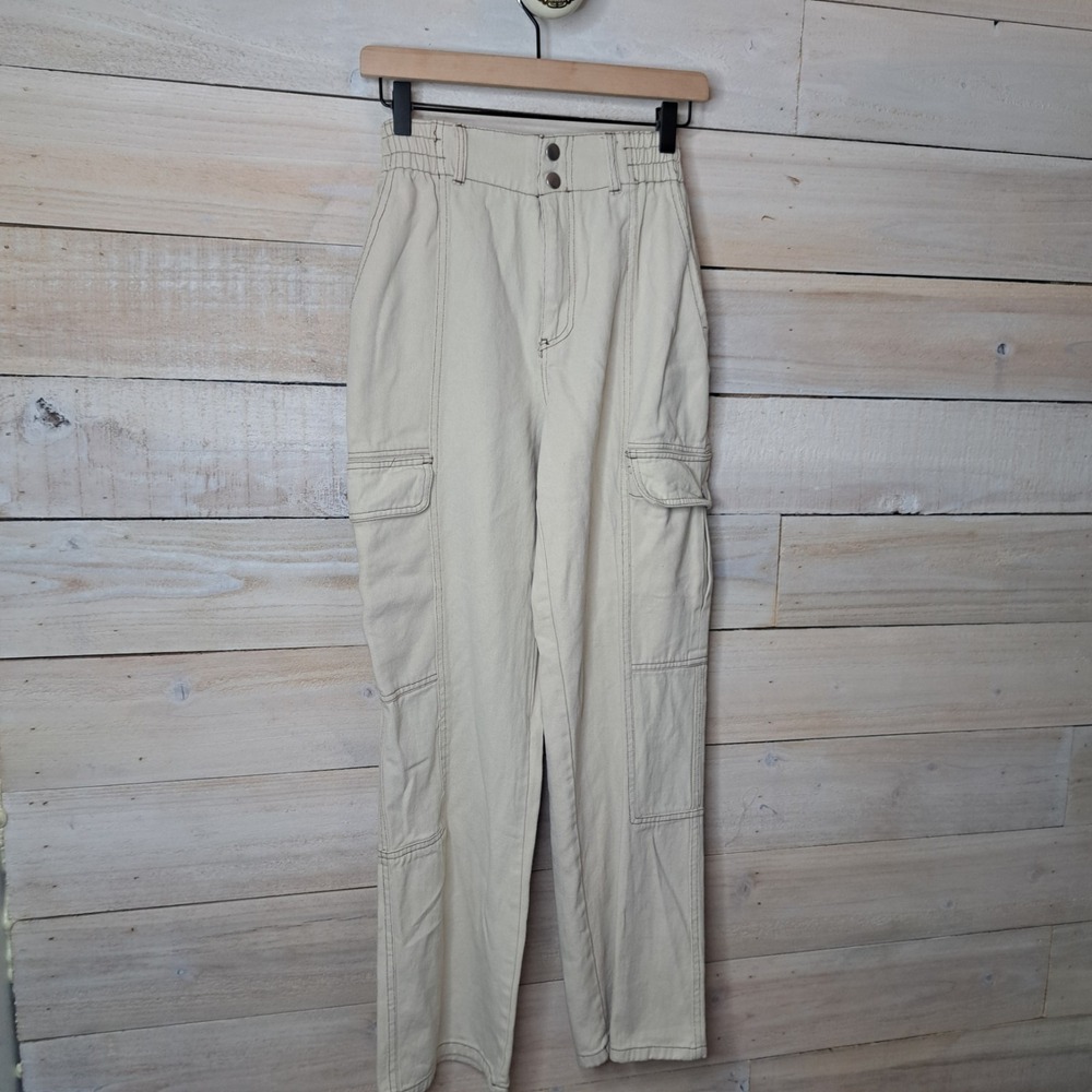 Gorpcore Utility RSQ Kids Unisex XL High Waisted Cargo Pants Khaki Skater Y2k